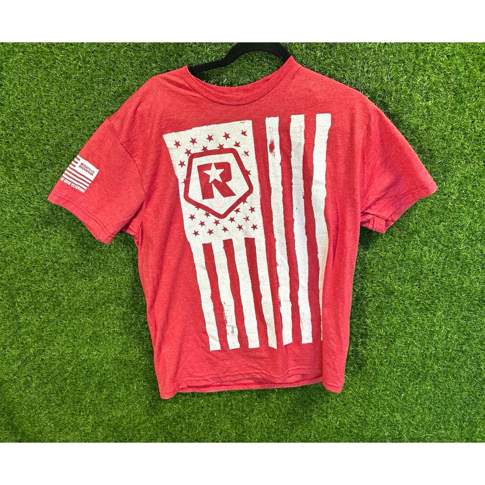 Rags of Honor Men's Red USA Flag Graphic Crew Neck Short Sleeve T-Shirt M